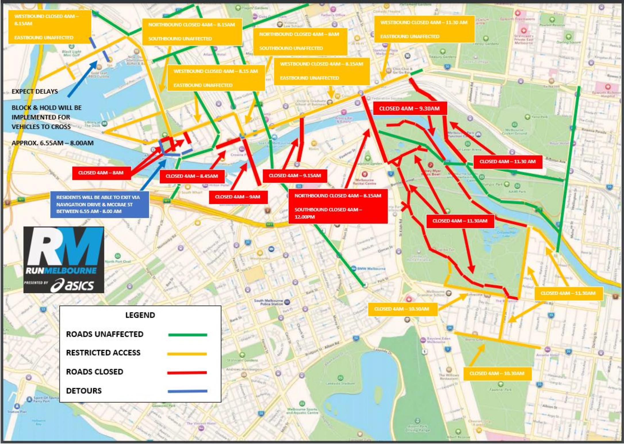 Road Closures Run Melbourne 2024